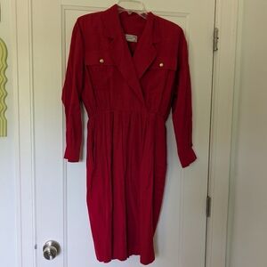 Vintage Andrea Gayle Leslie Fay red women's midi dress 10
